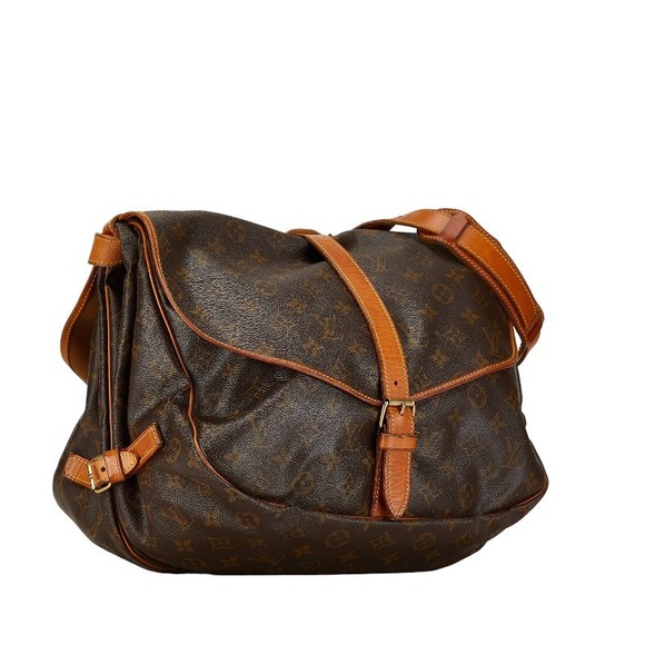 Louis Vuitton Brown Crossbody Bag Monogram Shoulder 35 Saumur - Picture 1 of 13